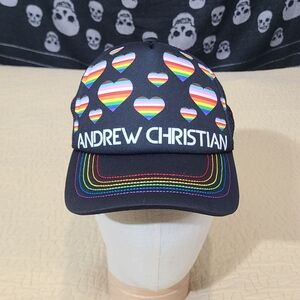 Andrew Christian Rainbow Hearts pride trucker hat